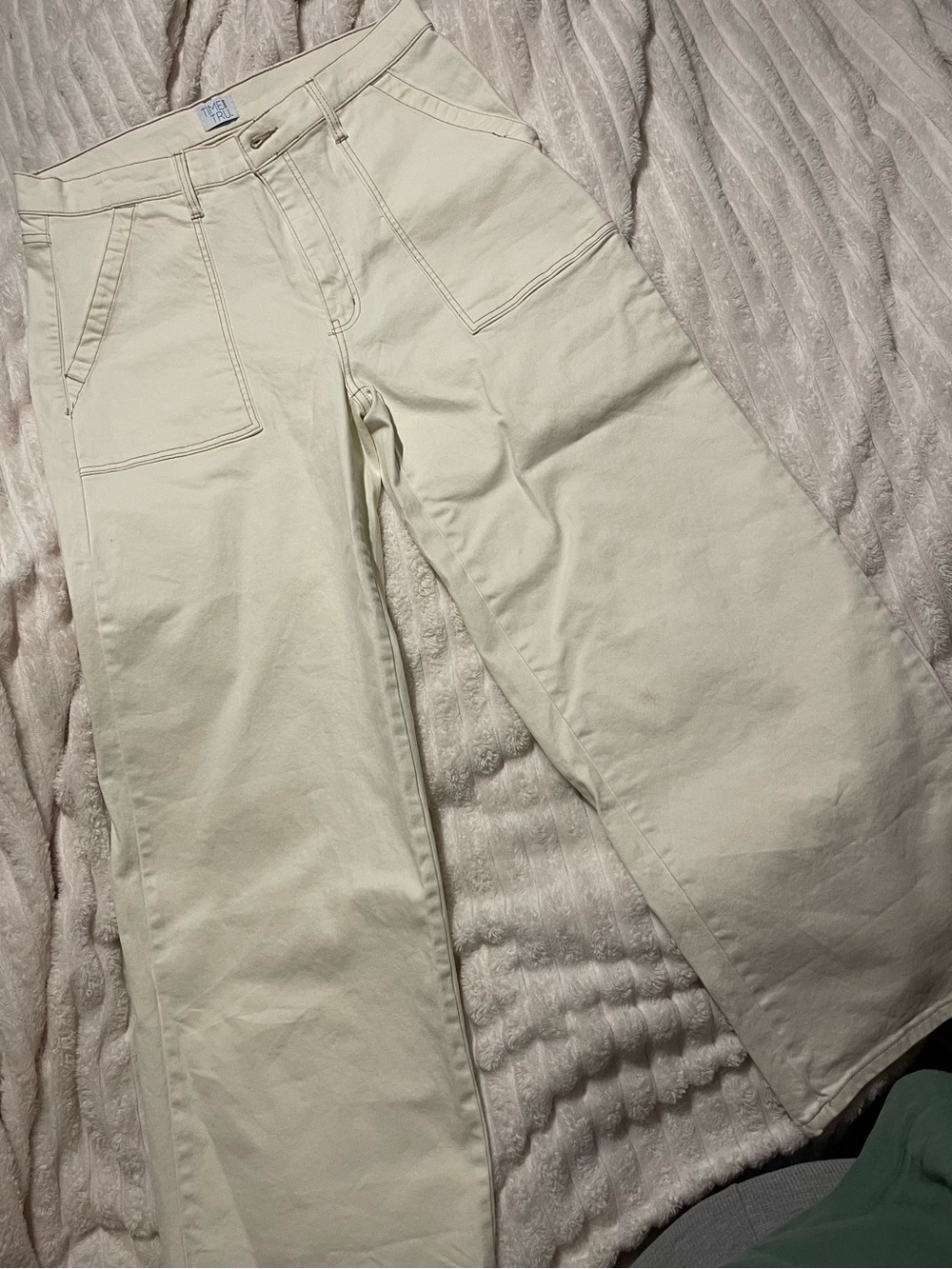 Time and Tru Cream Wide-Leg Chinos